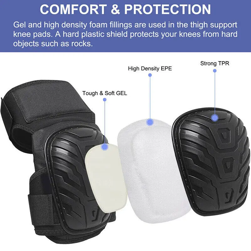 

Professional Fitness Gel Knee Pads Outdoor Cycling Sports Heavy Duty Long Silicone Knee Pads PVC Plastic Shell Silicone Lining
