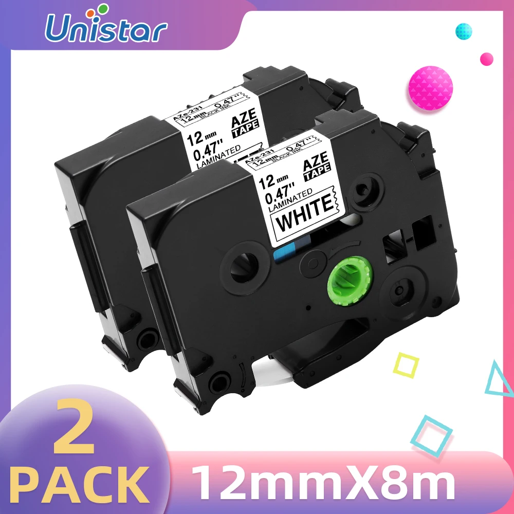

Лента Unistar для принтера Brother, TZe231, черно-белая, 12 мм, 2 шт.