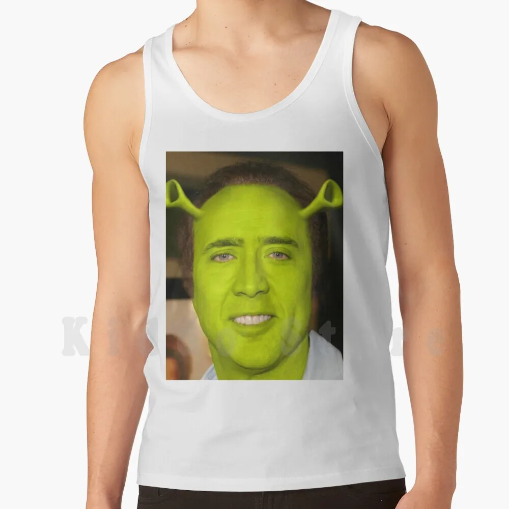 Николас Кейдж / Шрек Майки Жилет без рукавов Face Things On Забавный мем