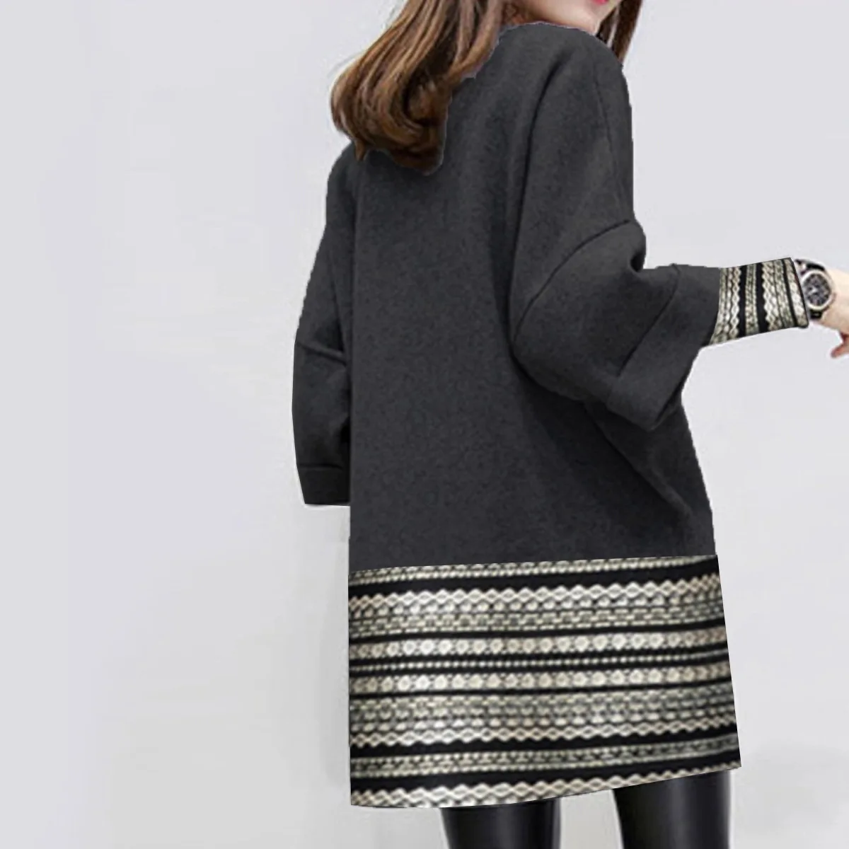 

2021 The new spring short skirt fashion sets splicing printing round collar dress