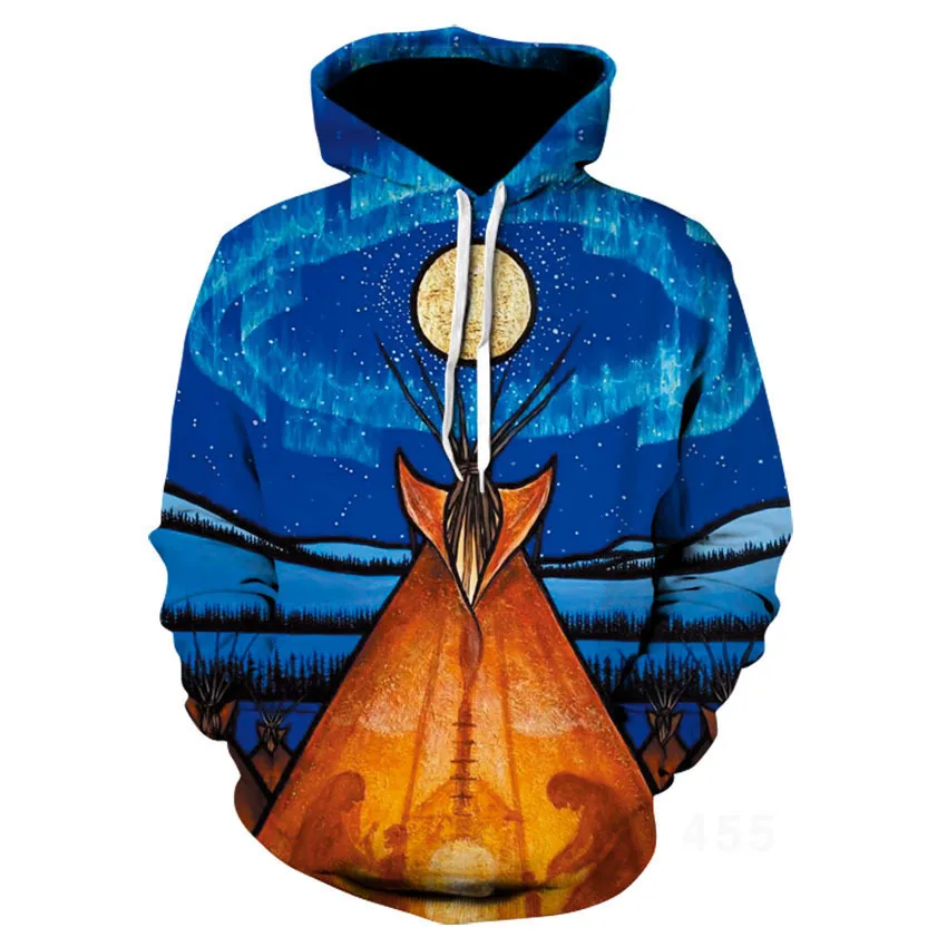 

New Fashion style printed three-dimensional pattern hooded sweater American casual 3D Printed Hooded Sweatshirts Jacket