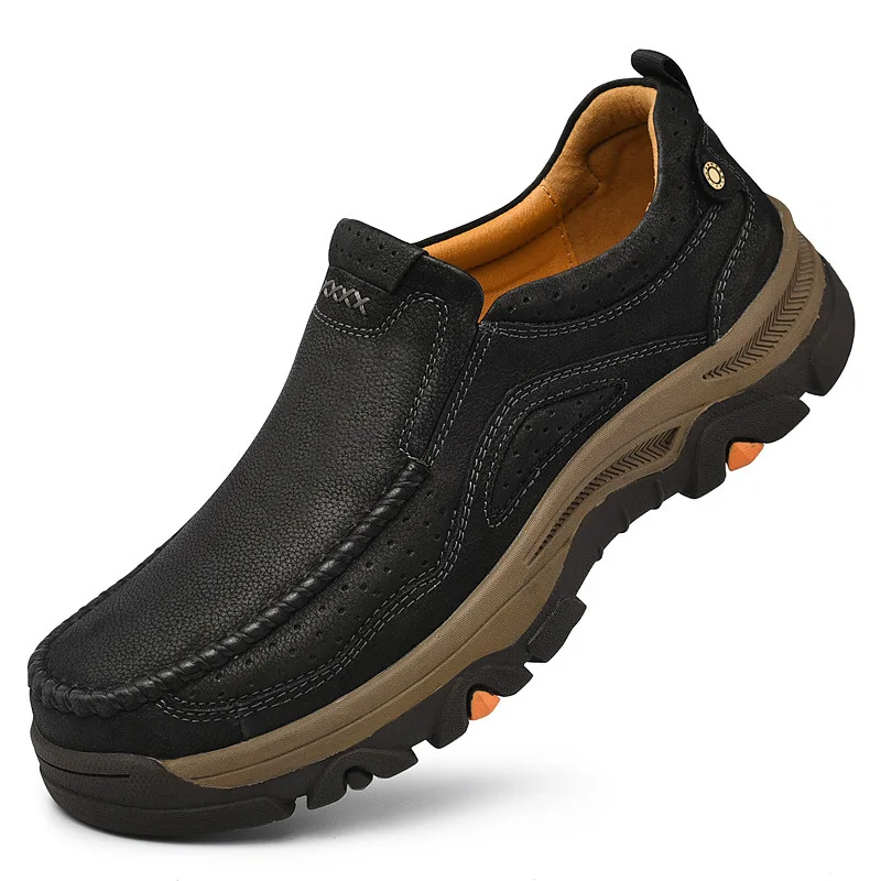 

Plus Size Men's Shoes 2021 New Outdoor Sports Casual Shoes Men's Platform Work Shoes Climbing Big Head Leather Shoes