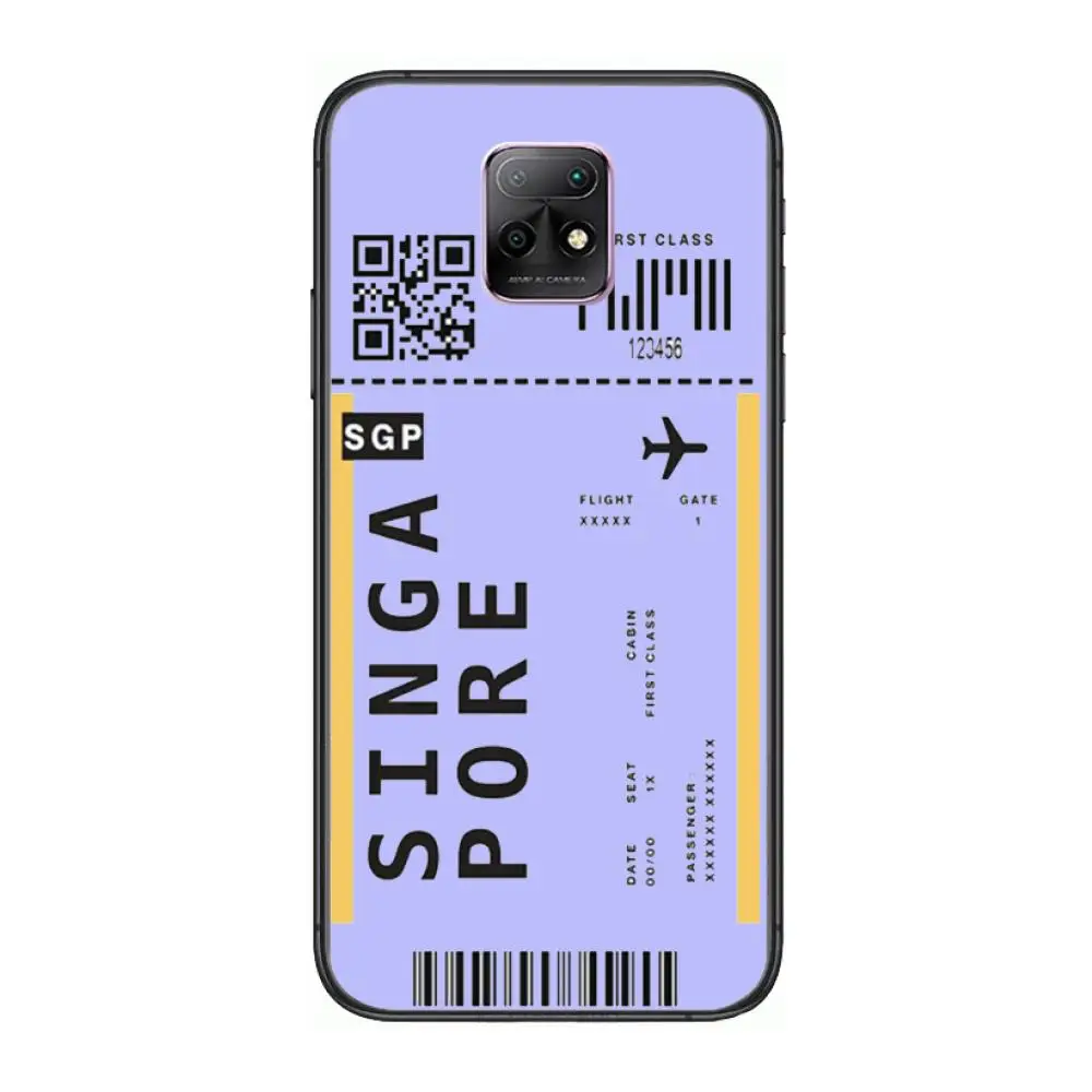 

Airline ticket barcode Phone Case For XiaoMi Redmi 10X 9 8 7 6 5 A Pro S2 K20 T 5G Y1 Anime Black Cover Silicone Back Pretty