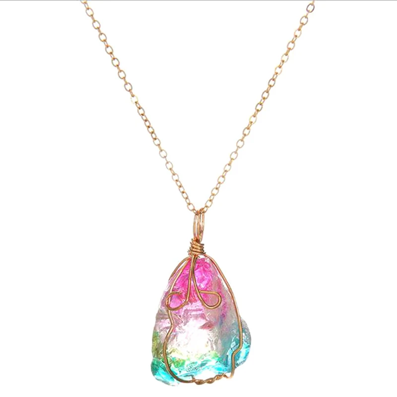 Ожерелье из натурального радужного камня с магнитным кристаллом чакра рок-цепь