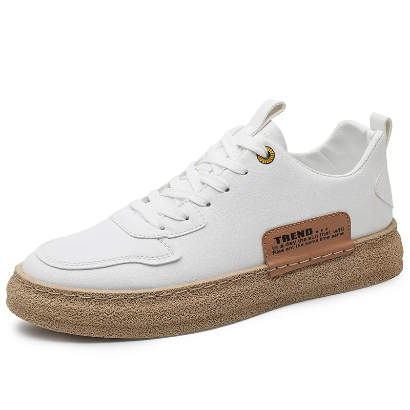 

Men Vulcanized Shoes Leather Shoes Sneakers Trend White Casual Italian Breathable Leisure Male Sneakers 2021 off white shoes