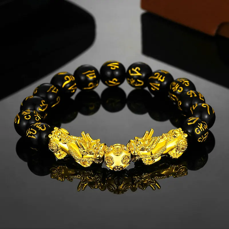 Браслет феншуй Pi Xiu богатство для мужчин женщин Yao обсидиановые каменные бусины