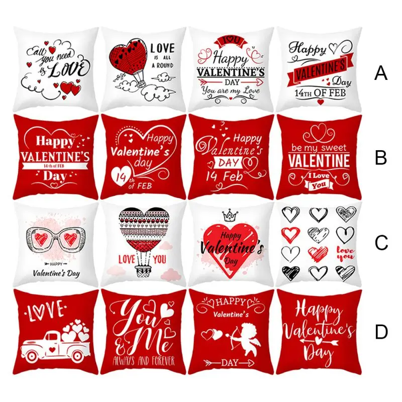 

18x18 Sweet Heart Home Decor Pillowcases Cotton Linen Warm Love Quote Valentines Day Decorative Throw Pillow Case Set Of 4