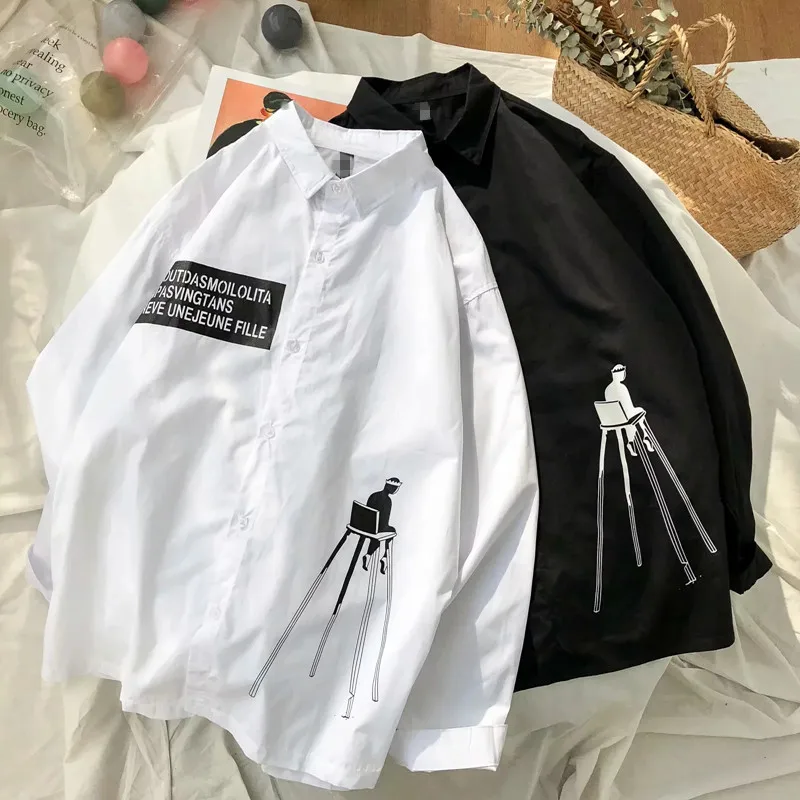 Женская рубашка с принтом в стиле Харадзюку весна-лето 2020 Мужская модная