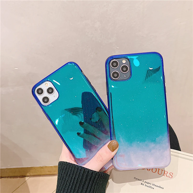 Блестящий лазерный чехол для телефона Iphone 11 Pro Max X Xr Xs 6s 7 8 Plus блестящий зеркальный
