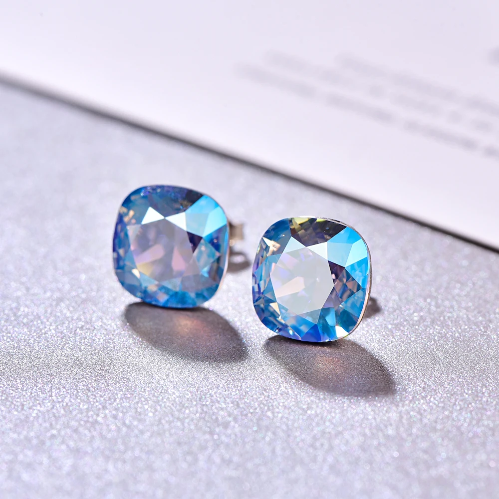 Crystals From Swarovski Stud Earrings For Women New Fashion Sterling silver Earrings Piercing Earring Elegant Wedding Jewelry