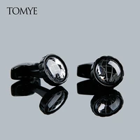 cufflinks black tomye xk19s113 high quality round map formal business personalized dress shirt cuff links for men