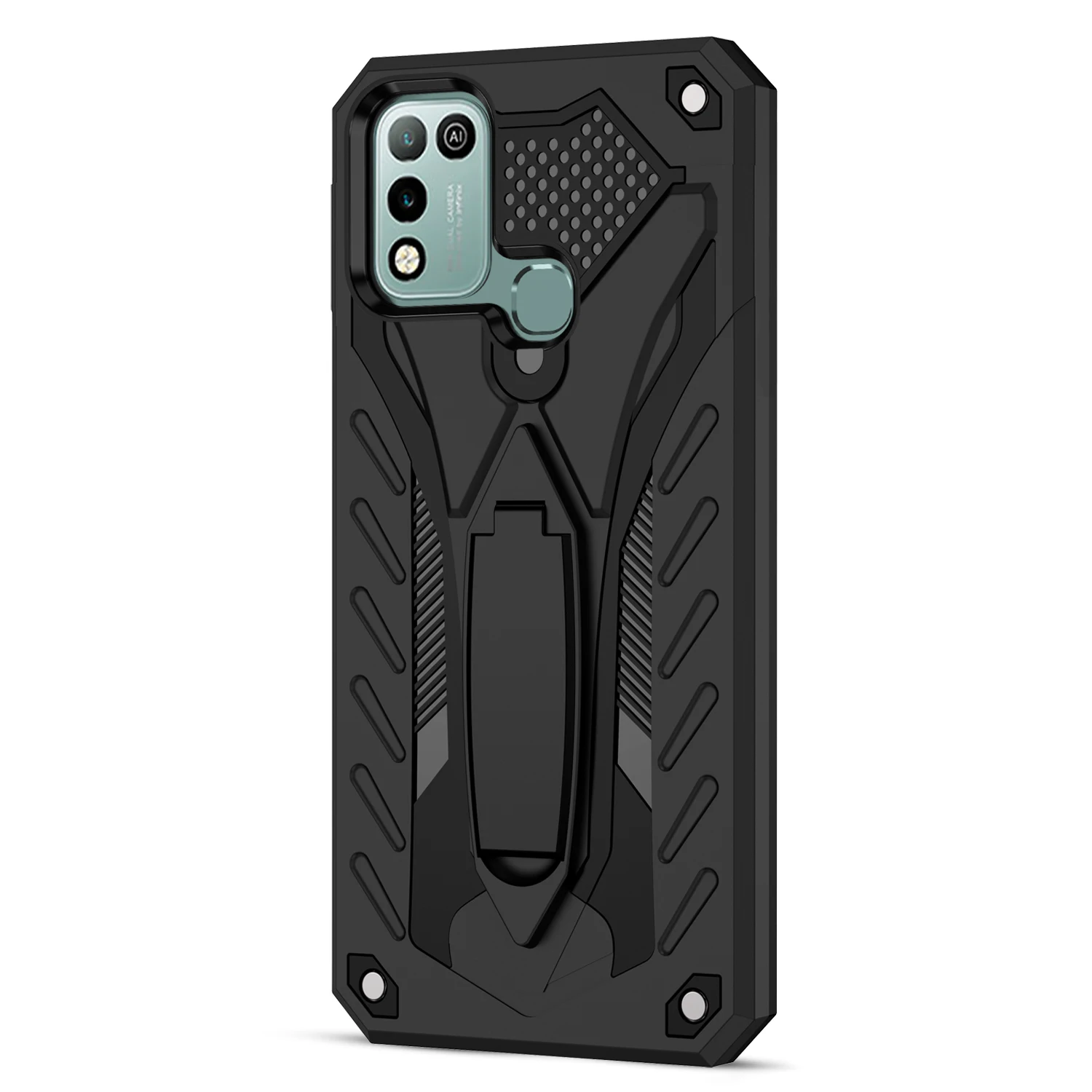 luxury shockproof armor phone cases for infinix hot 9 10 play 10s smart 5 coque hidden stand heavy duty protection cover shell free global shipping