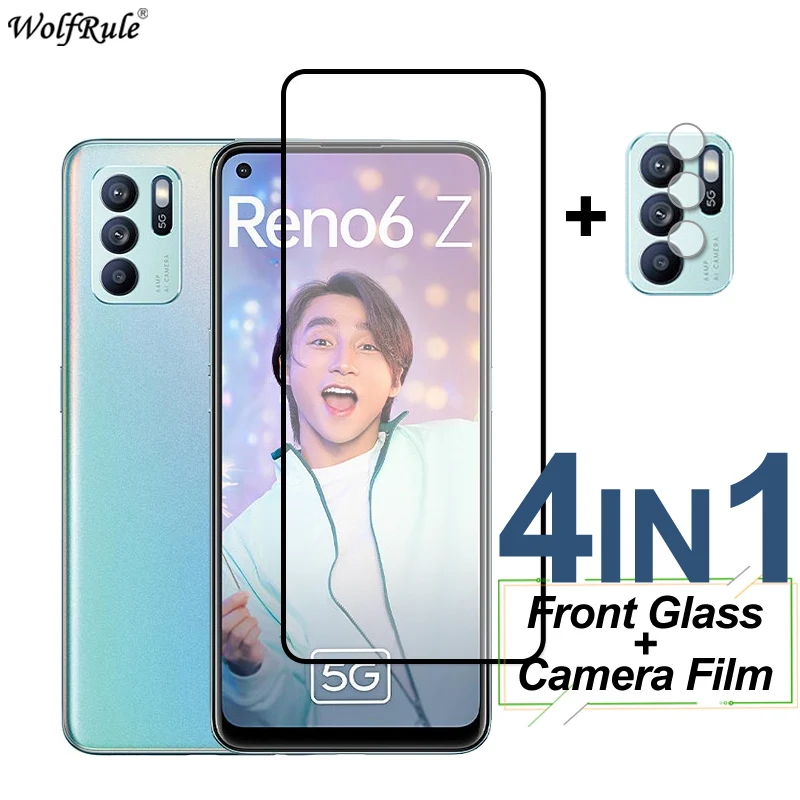 Cubierta completa de vidrio templado para OPPO, Protector de pantalla, pel&iacute;cula protectora de lente de c&aacute;mara de tel&eacute;fono en Reno6 5G, F K, Find X3 Lite-0