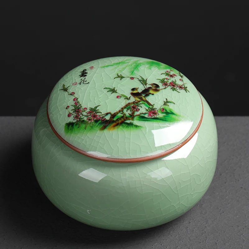 

Seal Ceramic Tea Box Coffee Sugar Canister Round Pattern Portable Storage Tea Box Kitchen Canisters Caja De Te Teaware DG50TC