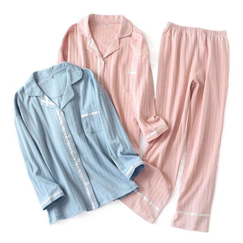 Милый кардиган домашняя одежда женская зимняя Пижама хлопковые длинные брюки с