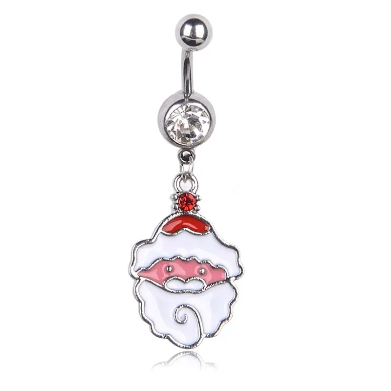 Кольцо из хирургической стали для пупка с подвеской в виде снежинки |