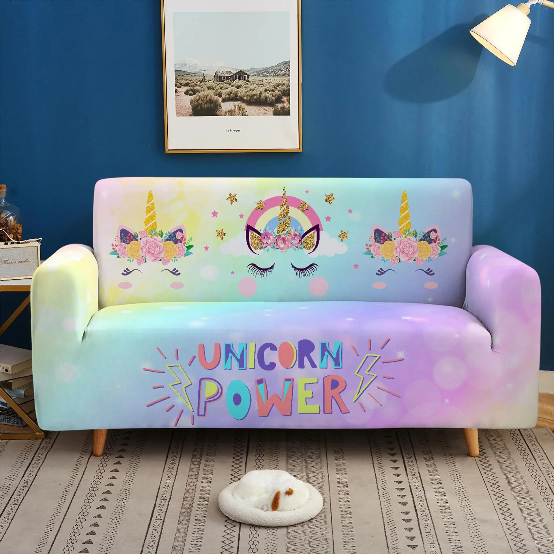 

Stretch Chair Cover Unicorn Power Living Room Sofa Cover Elastic Couch Cover Decorative Sectional Sofa Slipcover 1/2/3/4 Seater