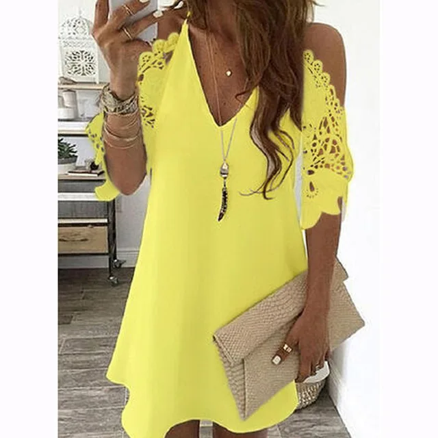 

Sexy Off Shoulder Dress Women Vintage Floral Print Half Sleeves Midi Dresses Casual Sling V Neck Lace Boho Beach Party Dresses