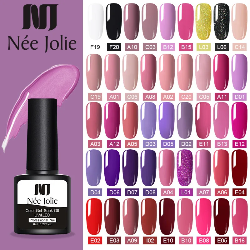 NEE JOLIE 8 мл; Гель-лак для ногтей лак для маникюра Полупостоянный гель uv Vernis светодиодный гель лак удаляющийся замачиванием Гель-лак для ногтей инструменты для дизайна ногтей