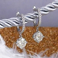 huitan luxury fashion cubic zirconia dangle earrings for women elegant bridal engagement wedding accessories simple hot jewelry