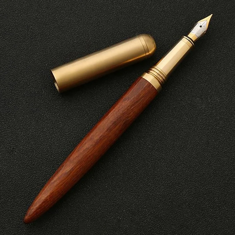 Классическая 0 5 мм деревянная авторучка медная деловая ручка для офиса школьные
