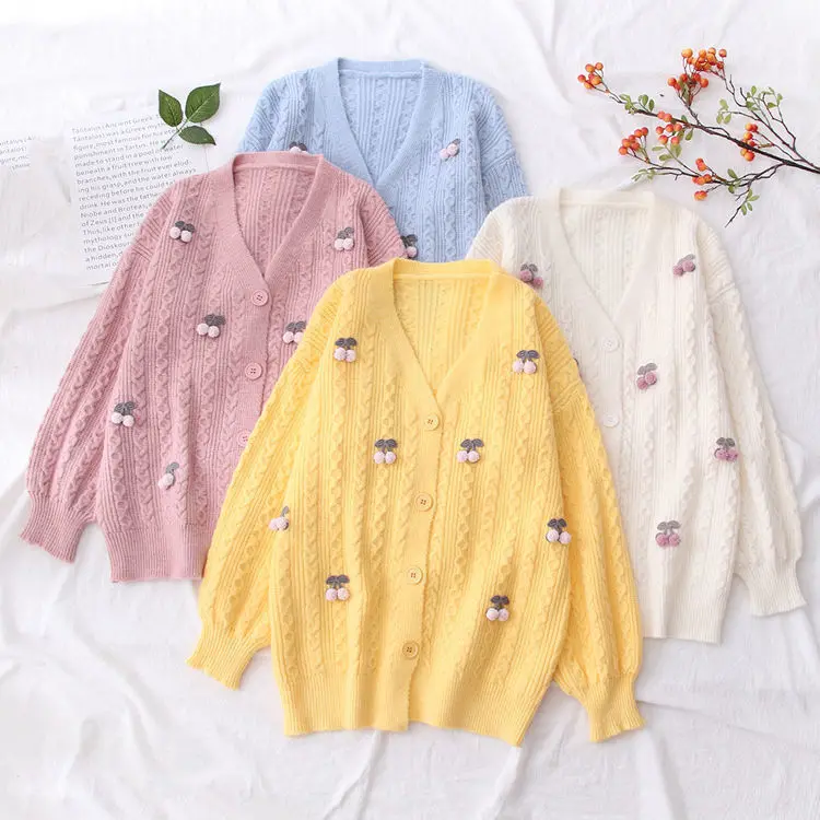 Женский короткий осенний свитер и кардиган вязаные Джемперы оверсайз с жемчугом