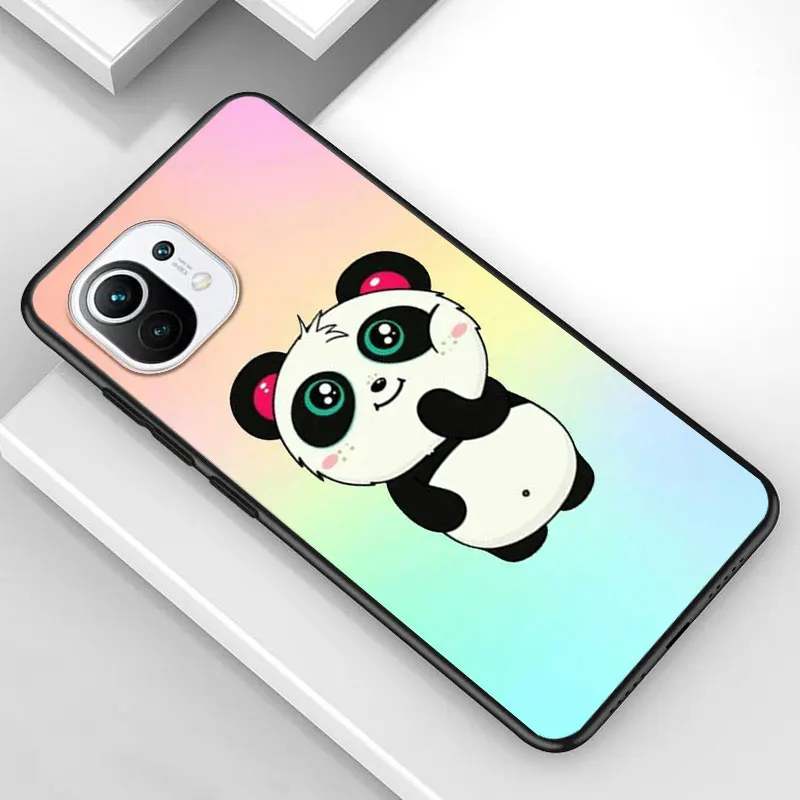

Cartoon Candy Panda for Xiaomi Mi 11 10T Note 10 Ultra 5G 9 9T SE 8 A3 A2 A1 6X Pro Play F1 Lite 5G Black Phone Case