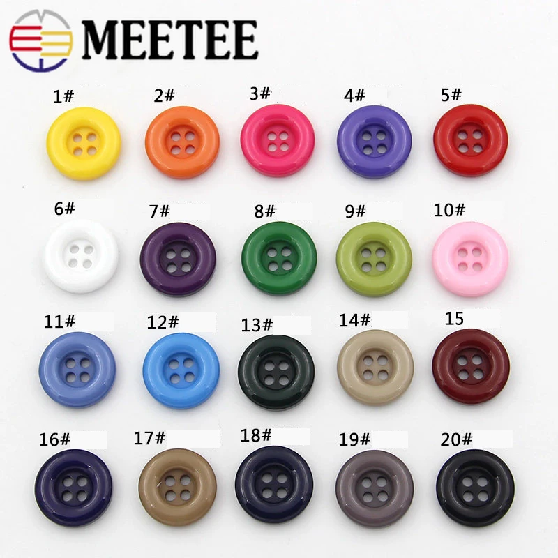 Meetee 50pcs 15-25mm 30pcs 28-38mm 4-Hole Resin Button Flatback Decoration Buckle DIY Kids Toys Garment Scrapbooking Accessories | Дом и сад