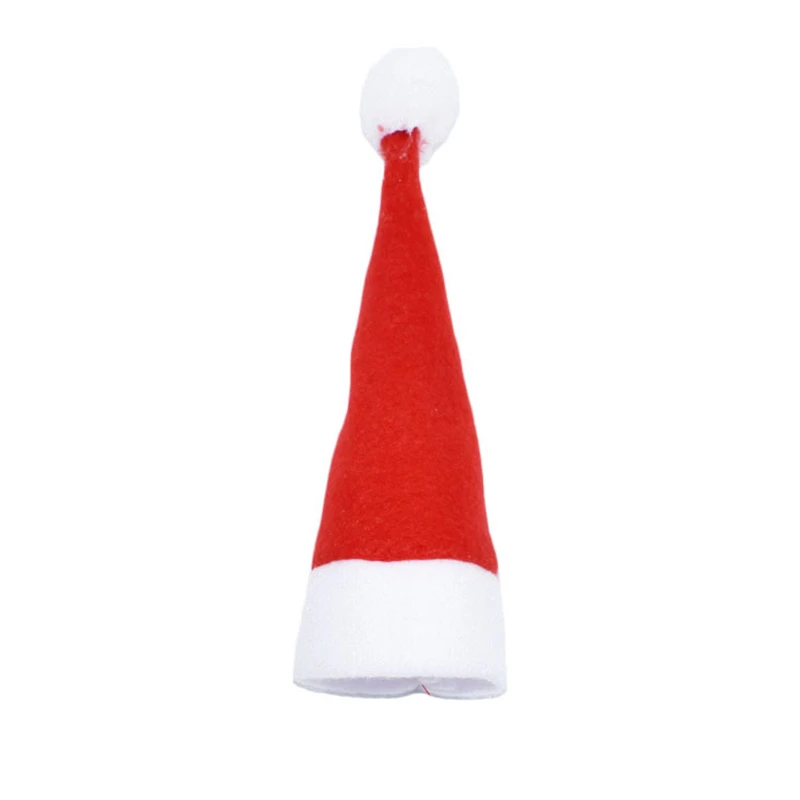 10pcs Christmas Party Decorations Hat Knife And Fork Set Mini Flannel Ball Cap Wine Bottle Decoration | Дом и сад