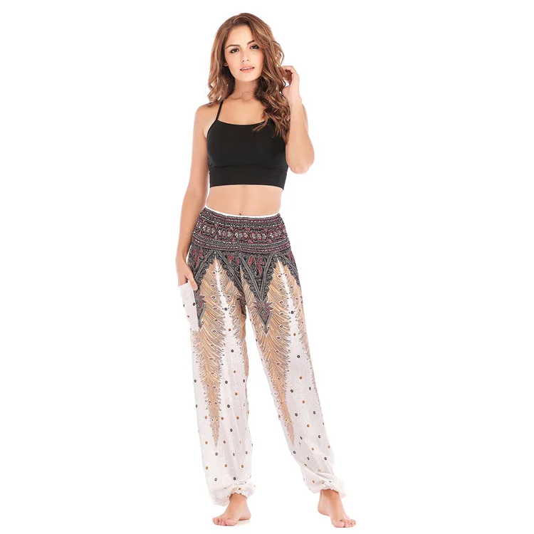 

New Bohemian Europe, America and Thailand bloomers yoga pants sports pants women's summer holiday casual pants
