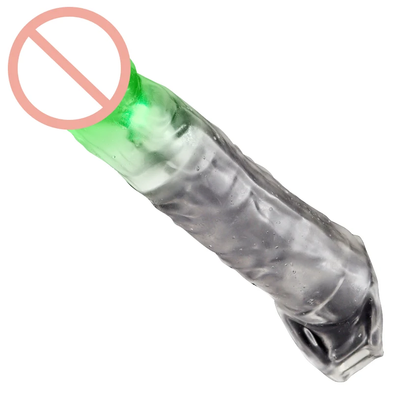 Прозрачный светящийся рукав с шипами Мужской пенис Кристальный игрушка для пары