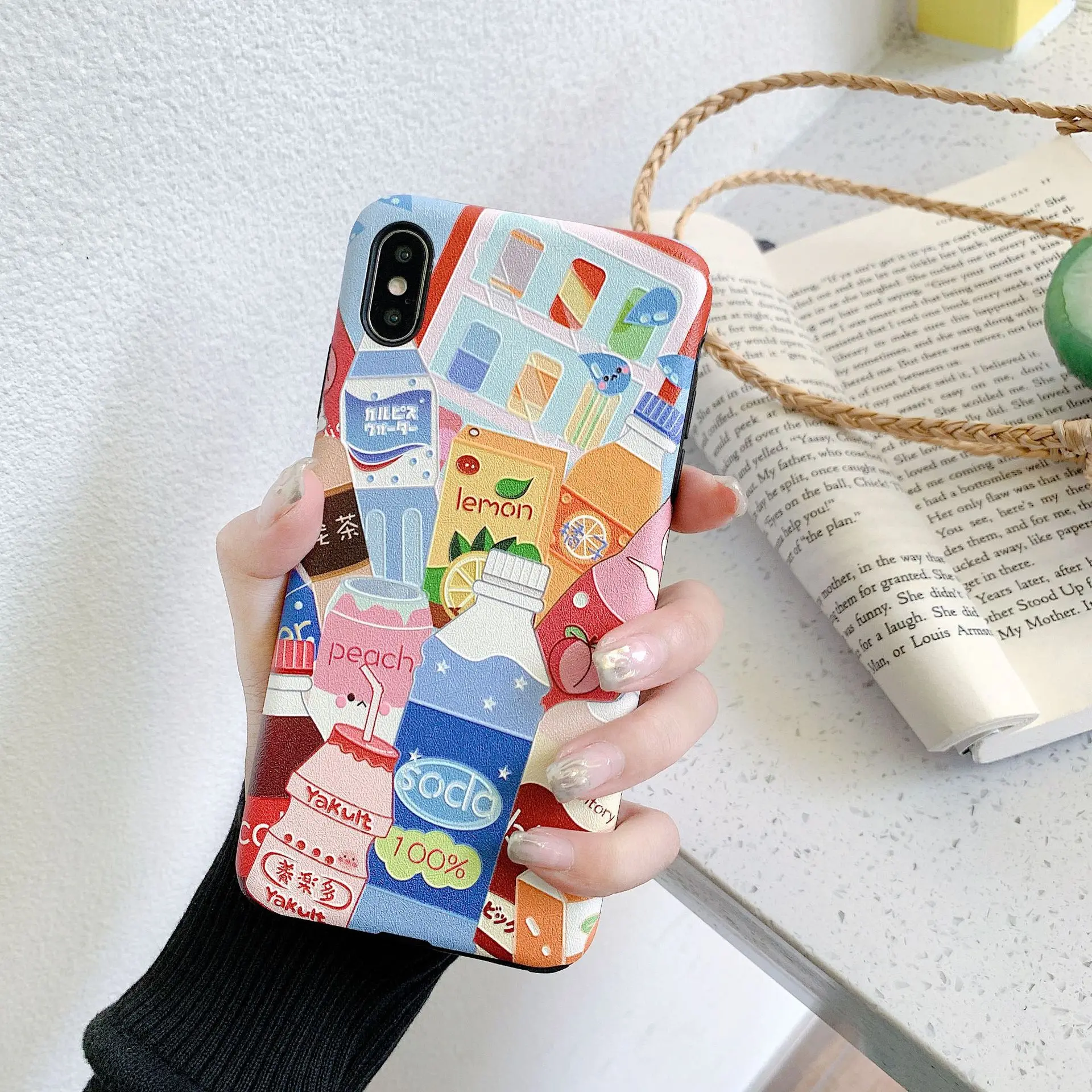 Kawaii японский напиток персиковая иллюстрация чехол для iPhone X Xsmax XR Xs 7 Puls 6 6S 8 Чехлы