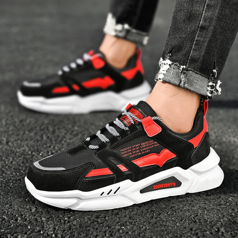 

Soft and comfortable cushioning casual men's shoes Breathable leather and mesh sneakers Fashion outdoor walking running shoes