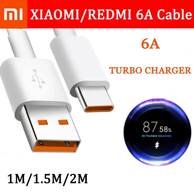 Кабель USB C Xiaomi 66 Вт 1/1 5/2 м турбо зарядное устройство линия передачи данных 6A шнур