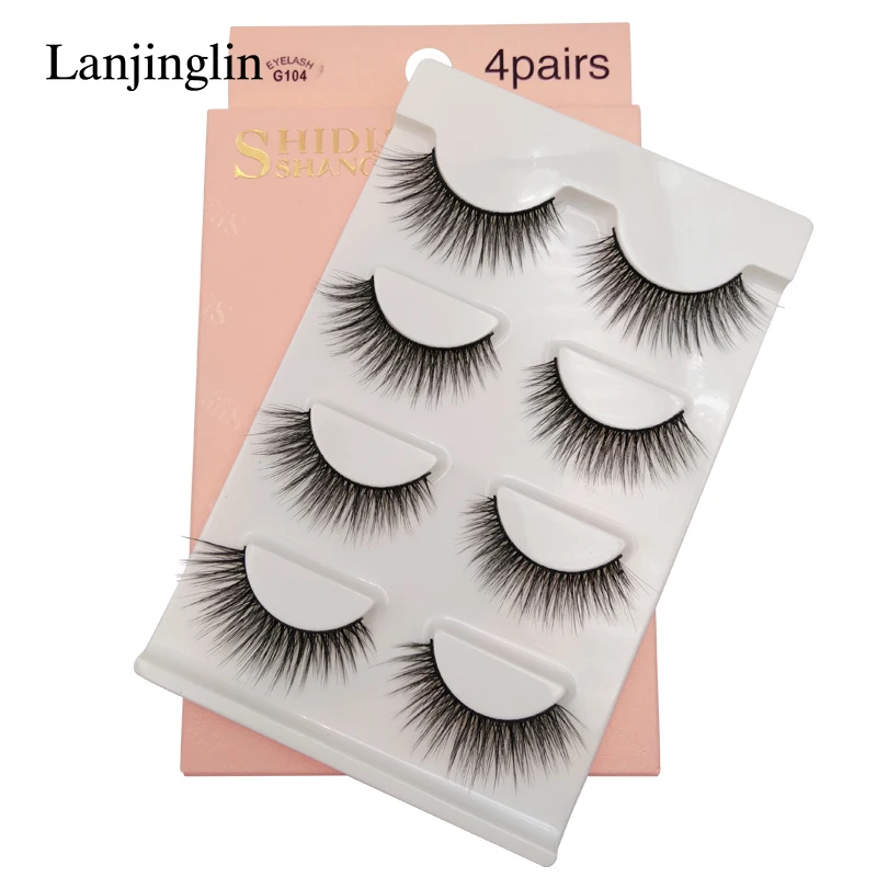 LANJINGLIN, 4/5 пар, норковые ресницы, натуральные, длинные, 3d, норковые накладные ресницы для наращивания, пушистые, без грубости, макияж, накладные ресницы