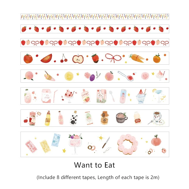 8 шт хотите съесть еду васи лента овощи фрукты печенье животных маскирующие