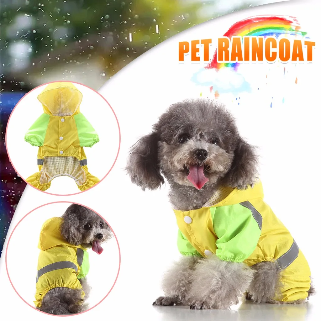 Милый дождевик для собак с капюшоном водонепроницаемая одежда маленьких средних