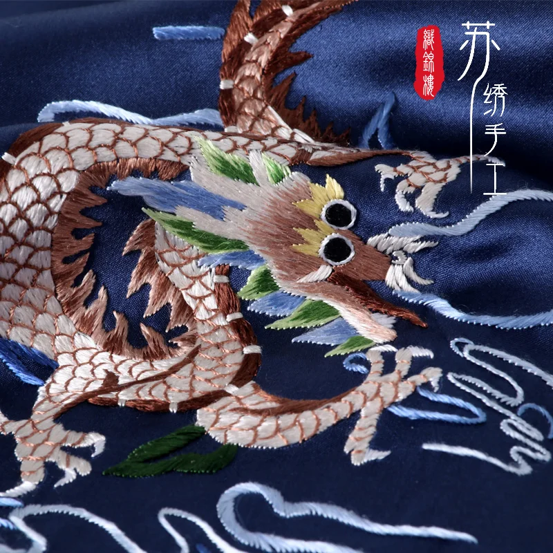 

★Brocade floor mulberry silk scarf of suzhou embroidery dragon xiangyun silk scarves shawls long double embroidery silk