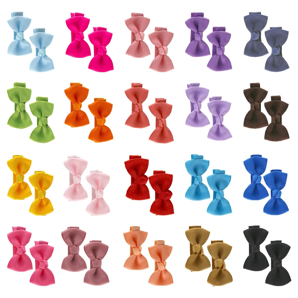 

2Pcs/Lot Solid Mini Hair Bows Small Clip For Baby Girls Boutique Hairgrips Handmade BB Barrettes Daily Cute Headwear Accessories