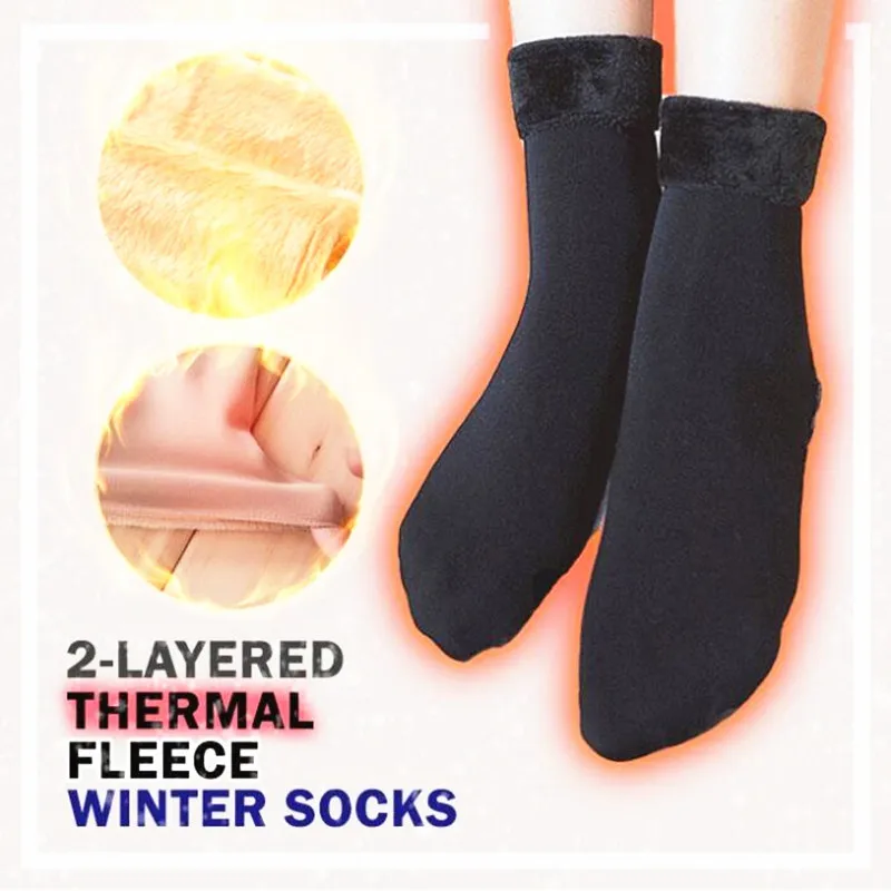 Зимние теплые женские мужские двухслойные флисовые зимние носки унисекс