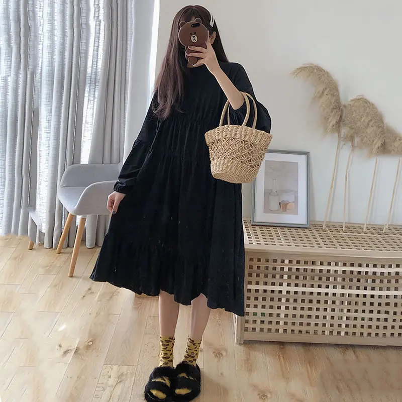 XITAO плюс размер с высокой талией Миди платье для женщин Корея Мода 2019 осенние