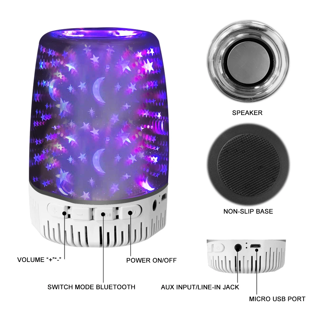 Bluetooth динамик с 3d эффектом освесветильник ночник динамиком вечерние регулировка