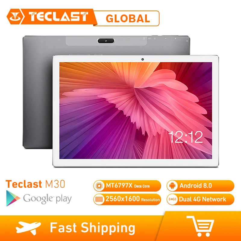 Teclast M30 планшетный ПК 10 1 дюймов 4G сеть Android 8 0 4 Гб ОЗУ 128 ПЗУ MT6797 X27 Deca Core 2560*1600 7500 мАч