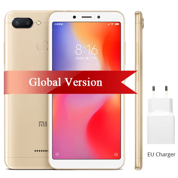 Gold Xiaomi Redmi 6 с глобальной версией, 4 ГБ, 64 ГБ, смартфон Helio P22, четыре ядра, 5,45 дюйма, 18:9, полный экран, батарея 3000 мАч, двойная камера 12 МП - Цвет: Gold