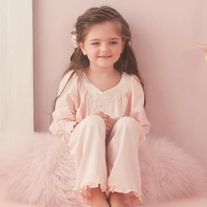 

Autumn Winter Soft Pajamas For Girls Long Sleeve Pants Suit Sleepwear Princess Pyjamas Toddler Girls Weekend Home Night Wear