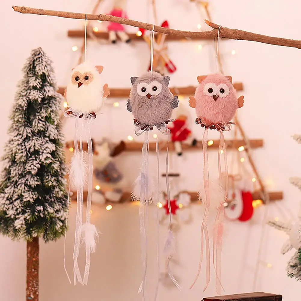 Рождественская Милая пушистая Сова висячая подвеска вечерние елка оконный