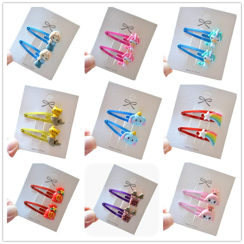 2 шт. новинка милый кот слон Мультяшные аксессуары для волос девочек заколки