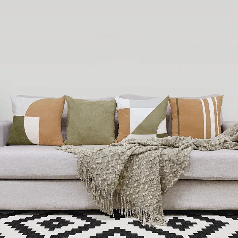 Коричневые зеленые подушки в стиле пэчворк чехол для 45x45 современная