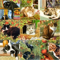 5d diy diamond painting flower scenery cross stitch cute cat diamond embroidery full square round drill home decor manual gift