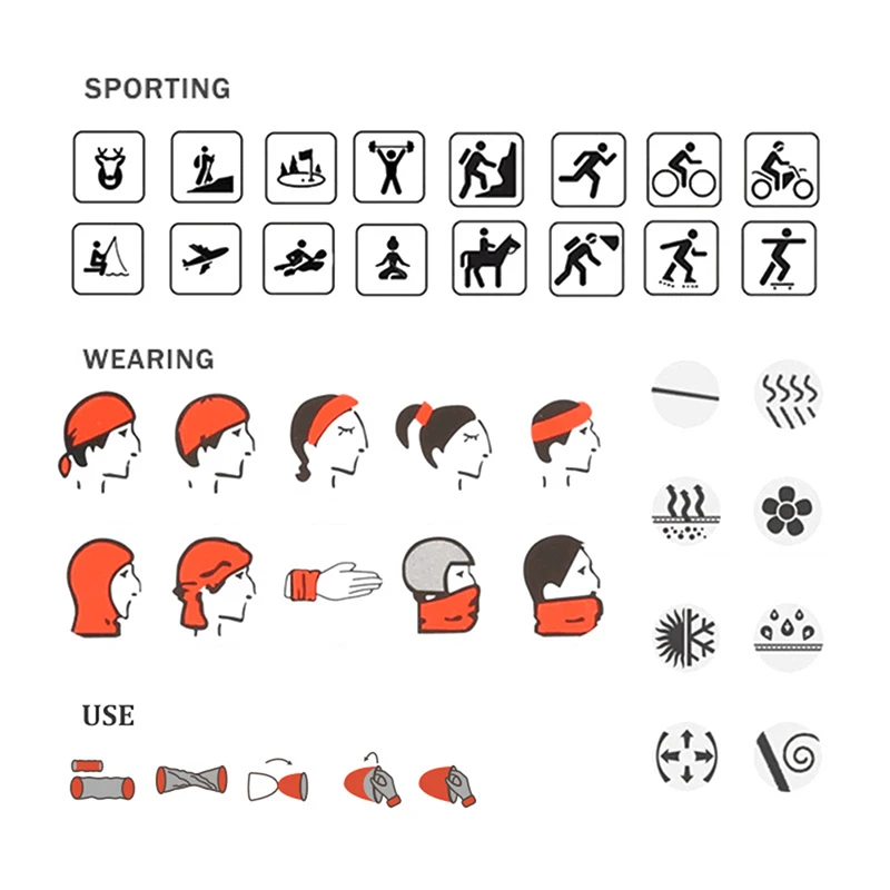 

3D Magic Headband Neck Warmer Cycling Bike Head Scarf Bandana Scarves Fish printed Scarf Sports Wear for Men women